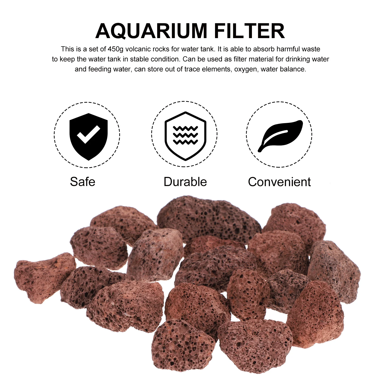 

Lava Rock for Aquarium Filter Material Fish Tank Bottom Layer Pore Purifying Stable Environment Rocks