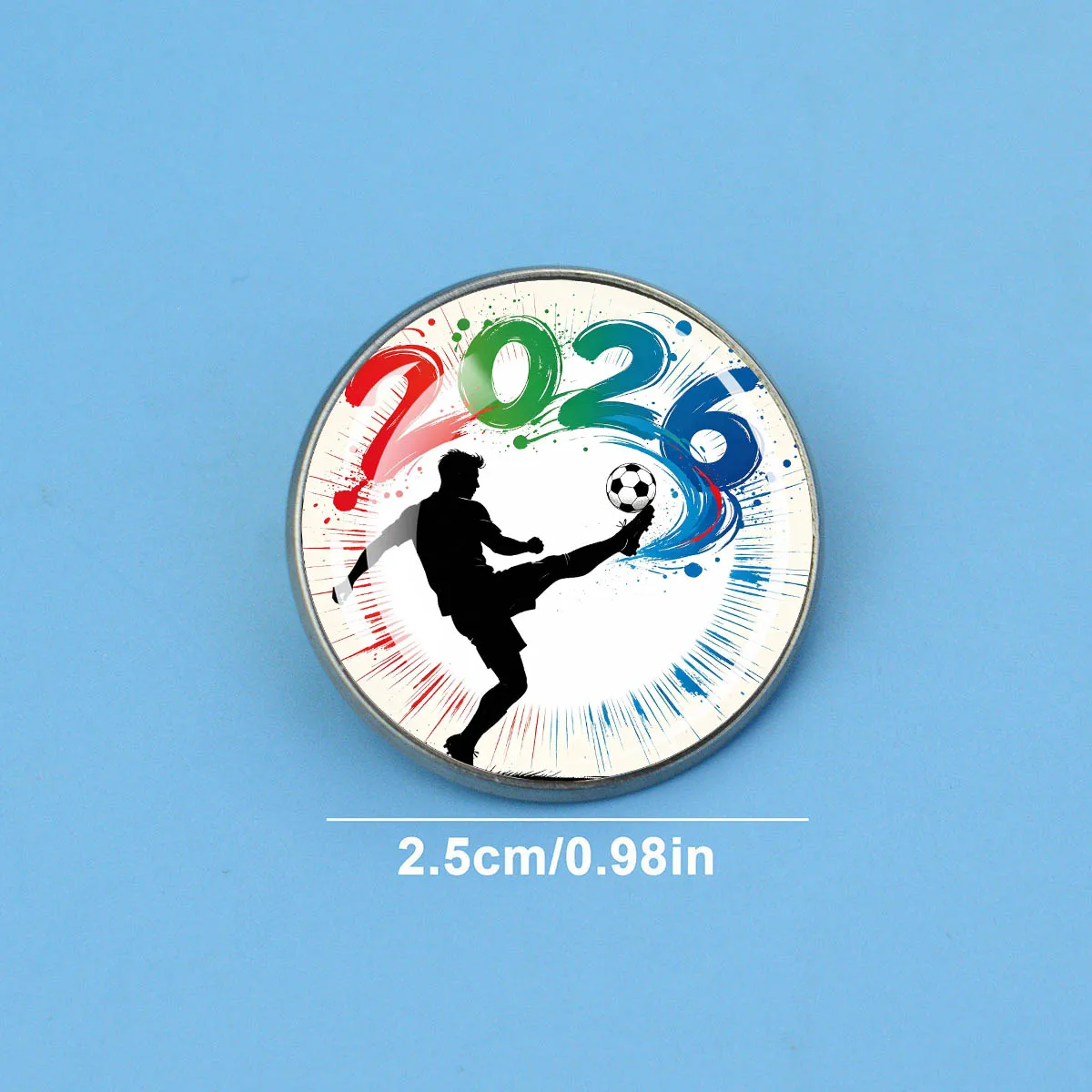 10PCS 25MM Round Clothing Pins, 2026 Soccer Outline Brooches, Championship Football Badges for Men Supporters, Sports Collectibl