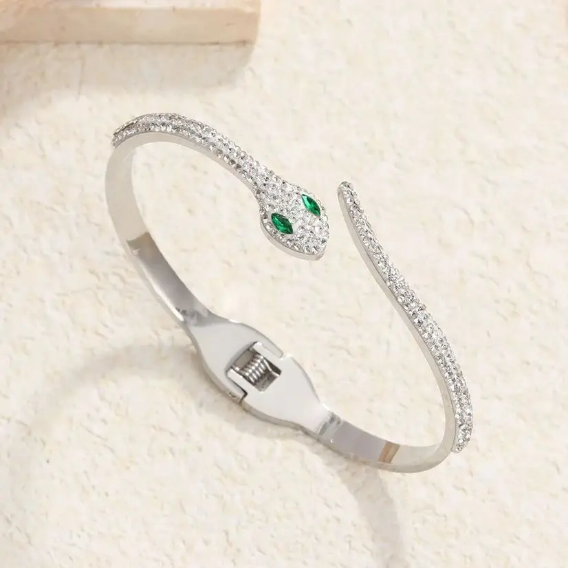 

High-end luxury zircon gemstone open snake-shaped women's bracelet, the top choice for gifting style to the fullest
