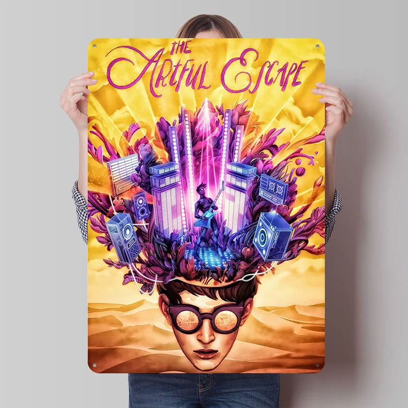 The Artful Escape Game Art Printed Poster Customized Retro Wall Art Vintage Metal Tin Signs for Custom Plate Desk Decor House