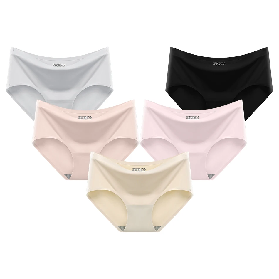 Ultra Comfortable Women Ice Silk Traceless Sexy Safety Underwears with Breathable Mid Waist and Sleek Triangle Panties Design