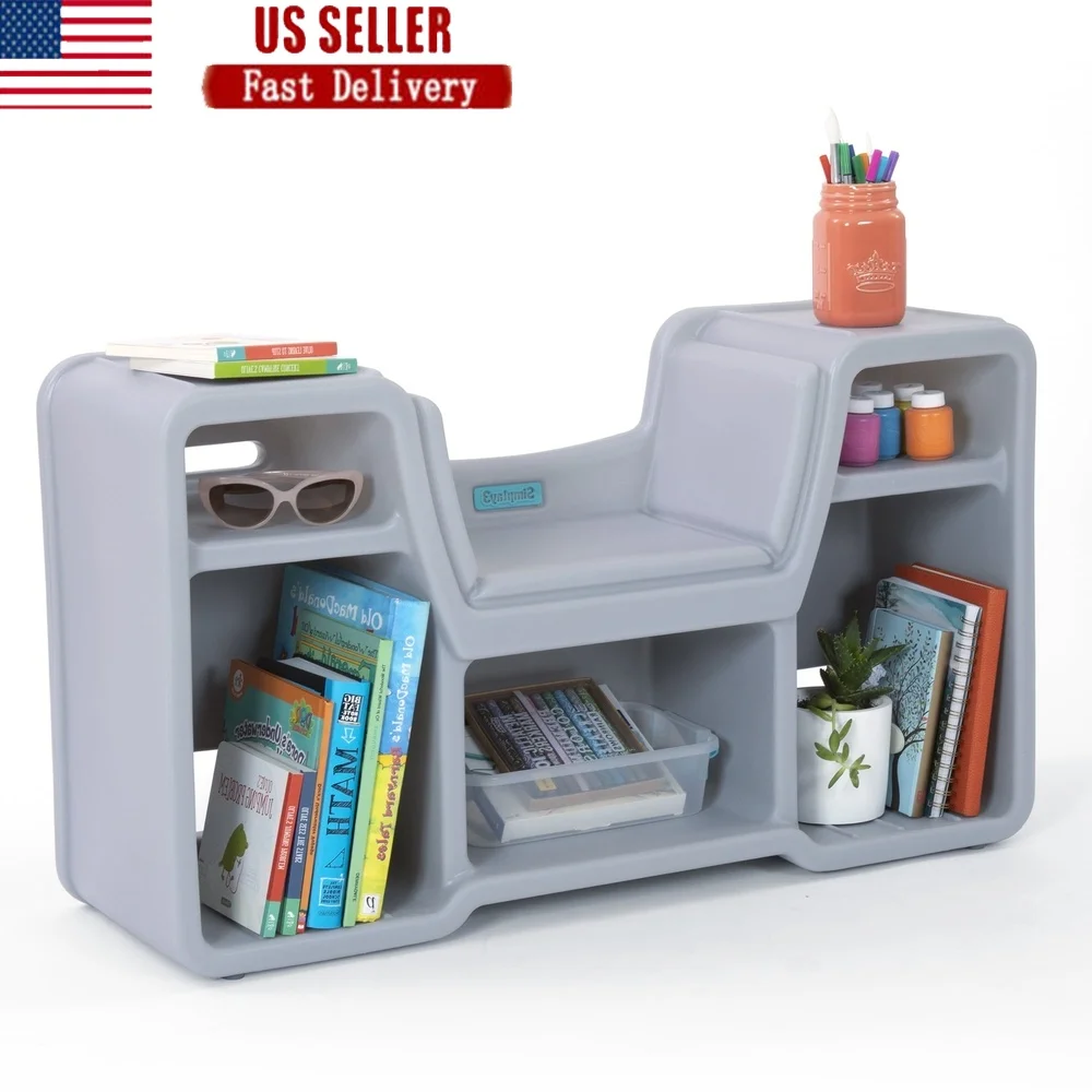 

Kids Reading Nook Furniture with Storage Cubbies Books Toys Art Supplies Durable Easy Clean Non-Slip Safety Design