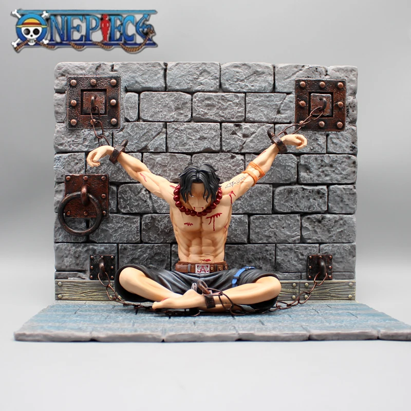 22.5cm Anime Ace ONE PIECE Figures Portgas·D· Ace Action Figures One Piece Execution Platform PVC Collection Model Birthday Toys