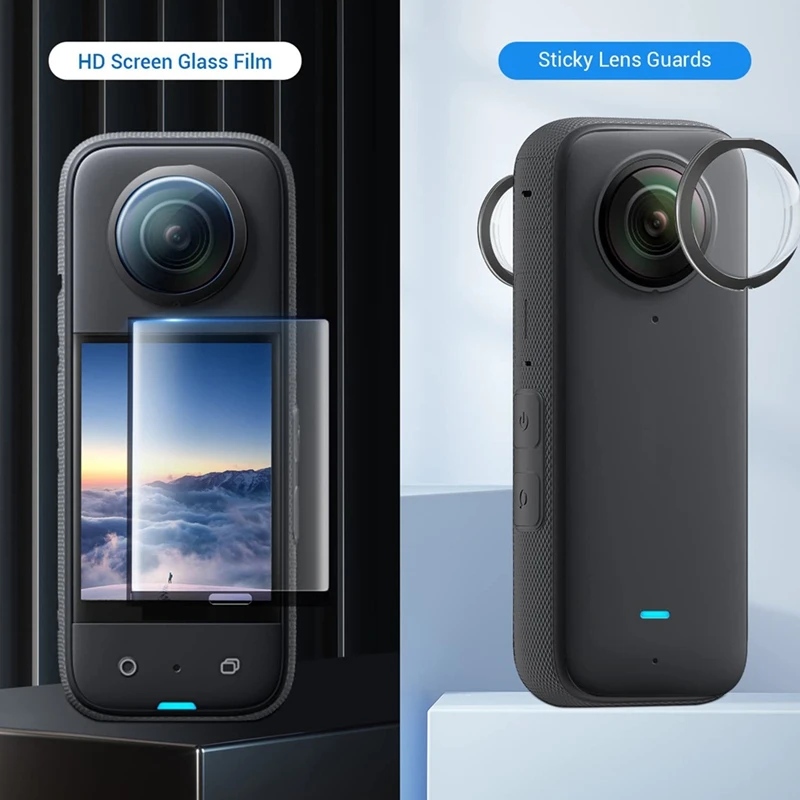 

Для Insta360 X3 липкая защитная крышка для объектива, защитная пленка для экрана, жесткое закаленное стекло для Insta360 X3, аксессуары для экшн-камеры-AC37