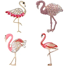 Rhinestone Flamingo Brooches for Women Unisex Enamel Animal Pins Event Party Backpack Decoration Clothes Accessories