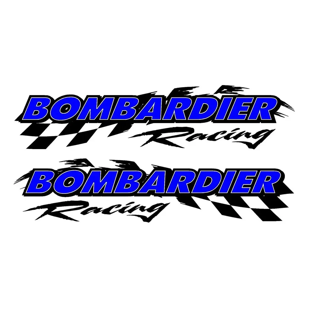 2pcs Bombardier Racing Checkerboard Waterproof Vinyl Sticker Decal For Snowmobile Auto Motorcycle Window Bumper Exterior Decor