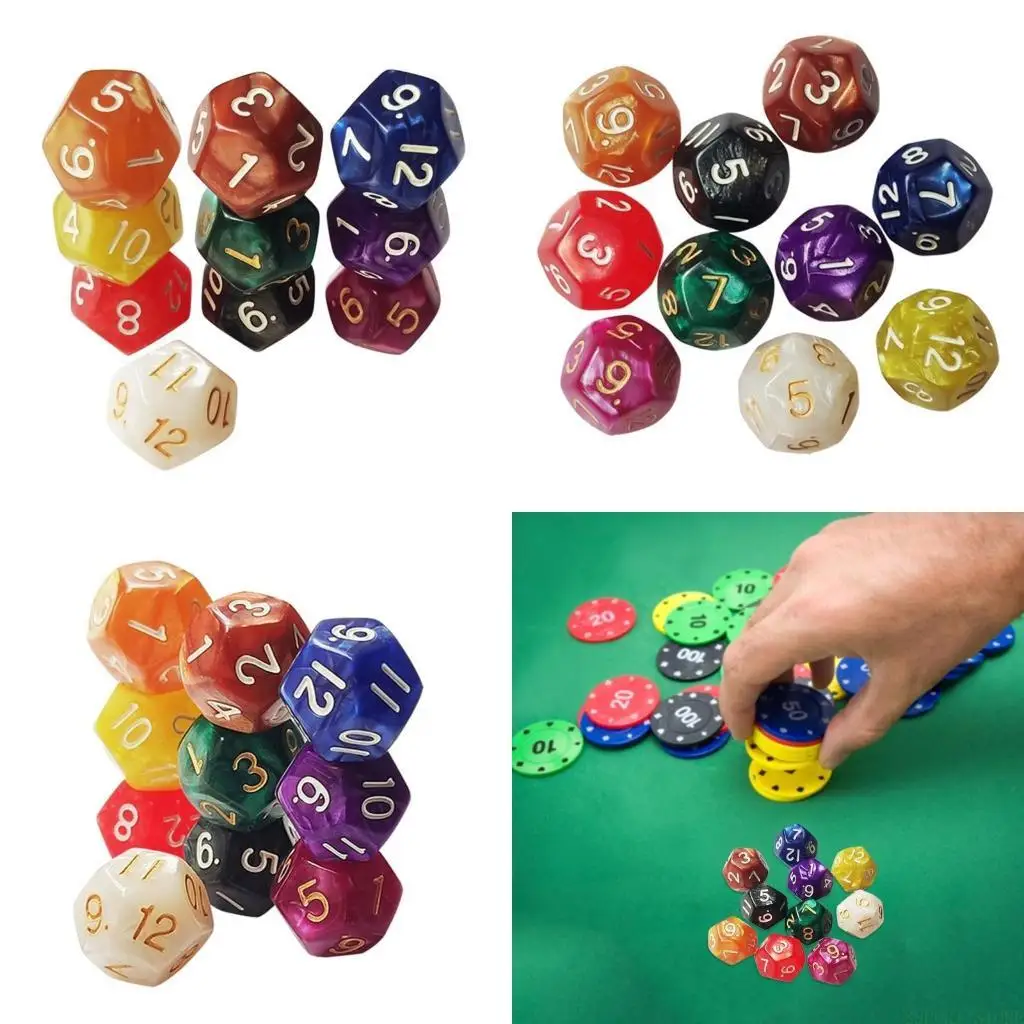 

U2JB D12 Многогранные игральные кости Семейная вечеринка Аксессуары для настольных игр Клубные игровые акриловые кости