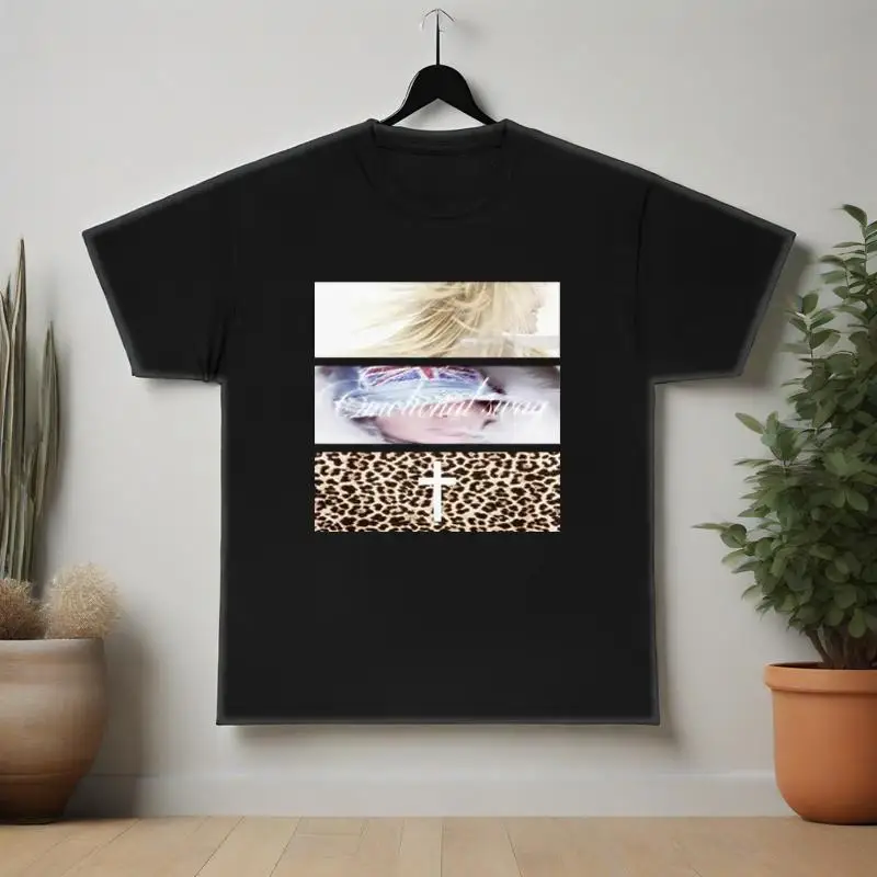 

Y2K retro leopard print collage T-shirt men's short sleeved shirt, cross design, soft cotton casual street wear, couple wear