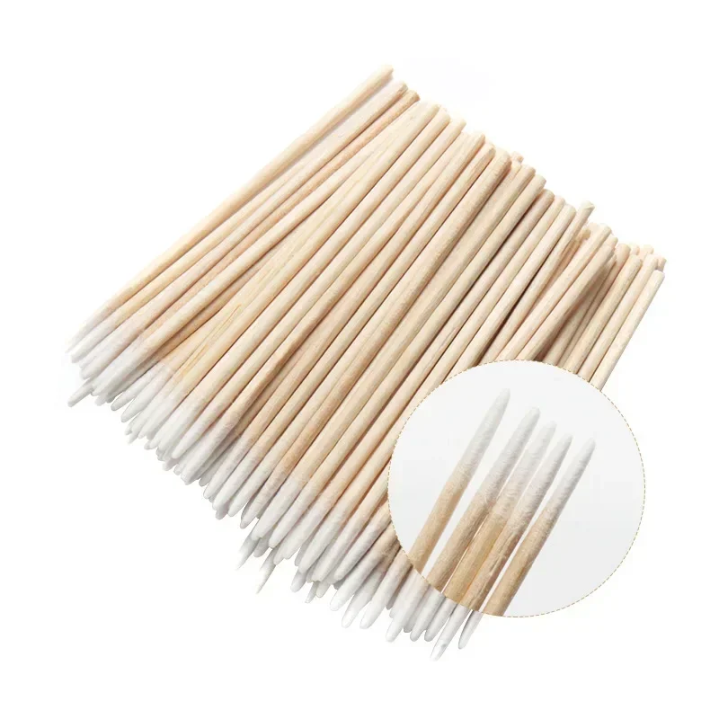 100-500 piezas de hisopos de algodón de madera para uñas, palitos con punta de algodón, corrector de detalles de manicura, removedor de esmalte, herramienta de arte 5