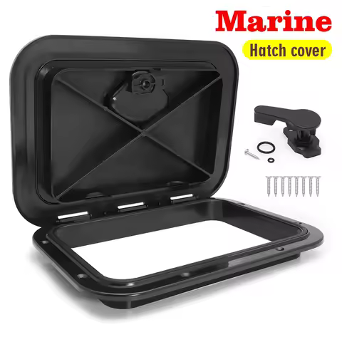 Boat Black Hatch Cover ABS Deck Hatch Port Hole Waterproof Window Push Out Opening Portlight Window for Boat Yacht RV 270X375 mm