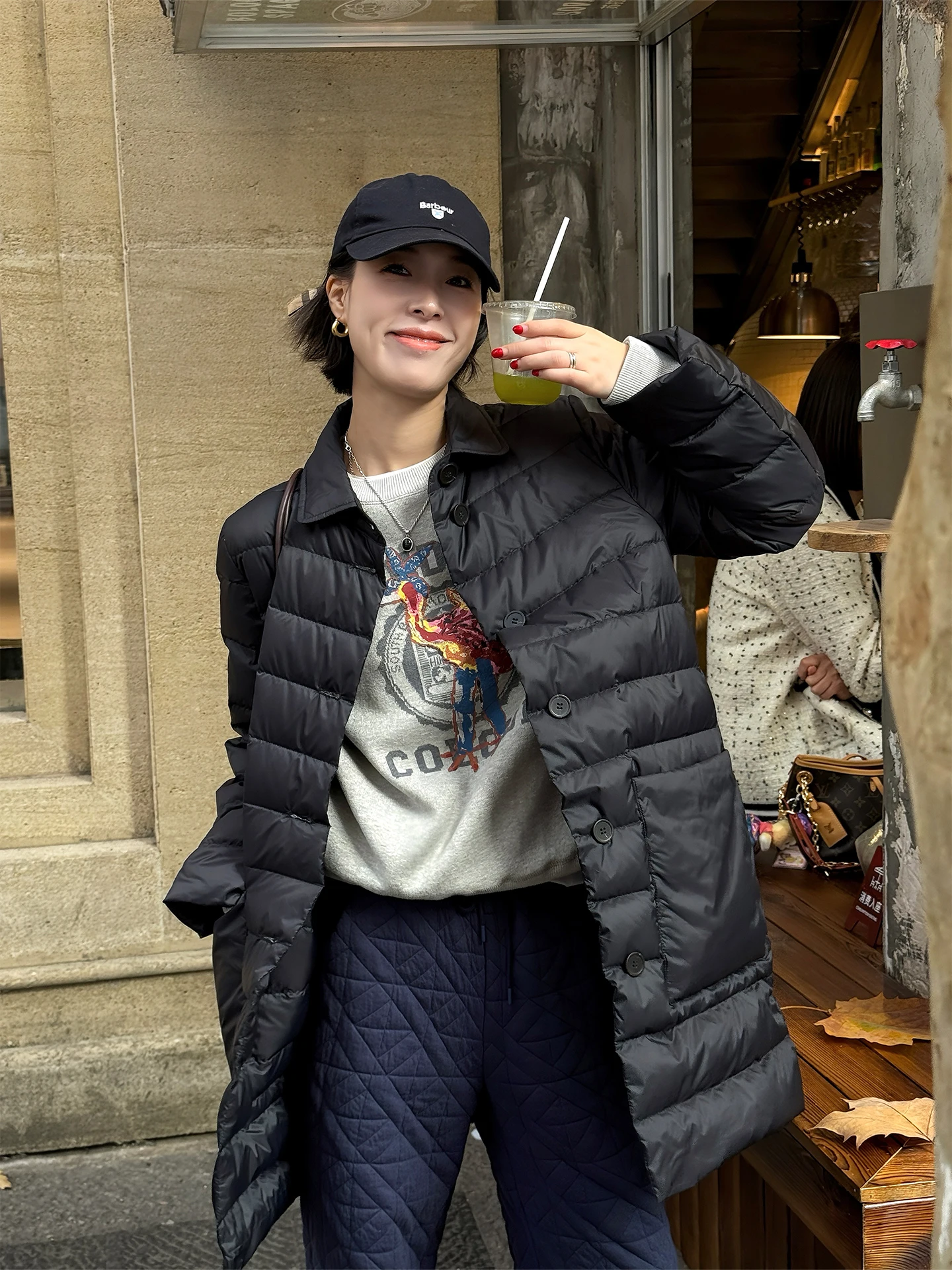 

Langqing Bla Goose down Jaet 2025 New Winter Small Size Collar Warm Mid-Length Outerwear Casual Sle Regular Fit Nylon F...