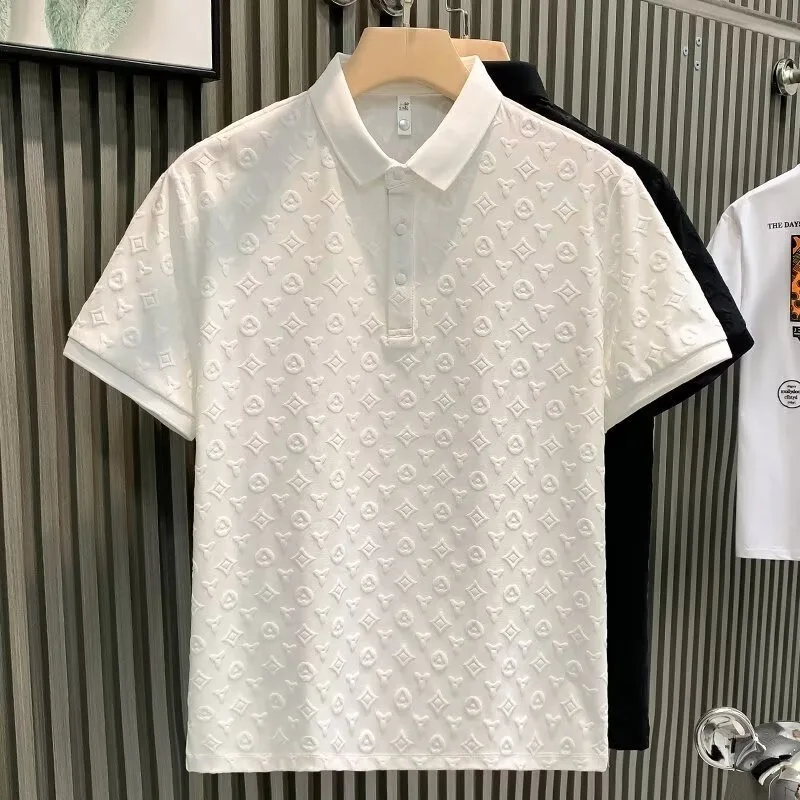 New Summer Fashion Men Polo Shirts Letter Printed Half Collar Short Sleeve Casual Breathable Streetwear Men Shirts Tops image 5