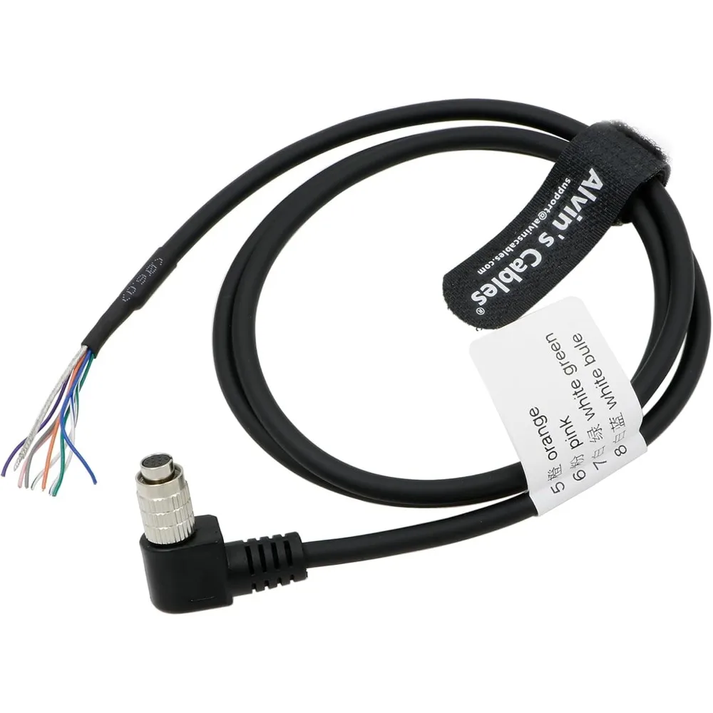 Alvin's Cables Hirose 8 Pin Female Right Angle HR25-7TP-8S to Open End High Flex Cable for IDS, Allied Vision GigE