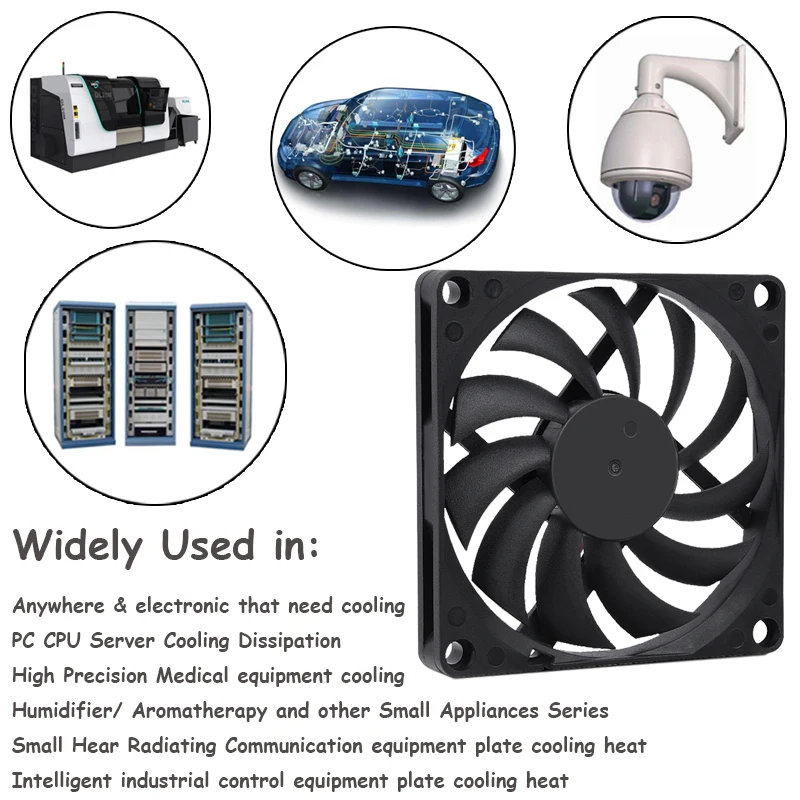 2PCS DRAUTIOX 80MM 5V USB 80x80x10mm 8cm 5V 12V 24V 8010 2PIN 3PIN Brushless DC Cooling Cooler PC CPU Computer Case Fan Cooler