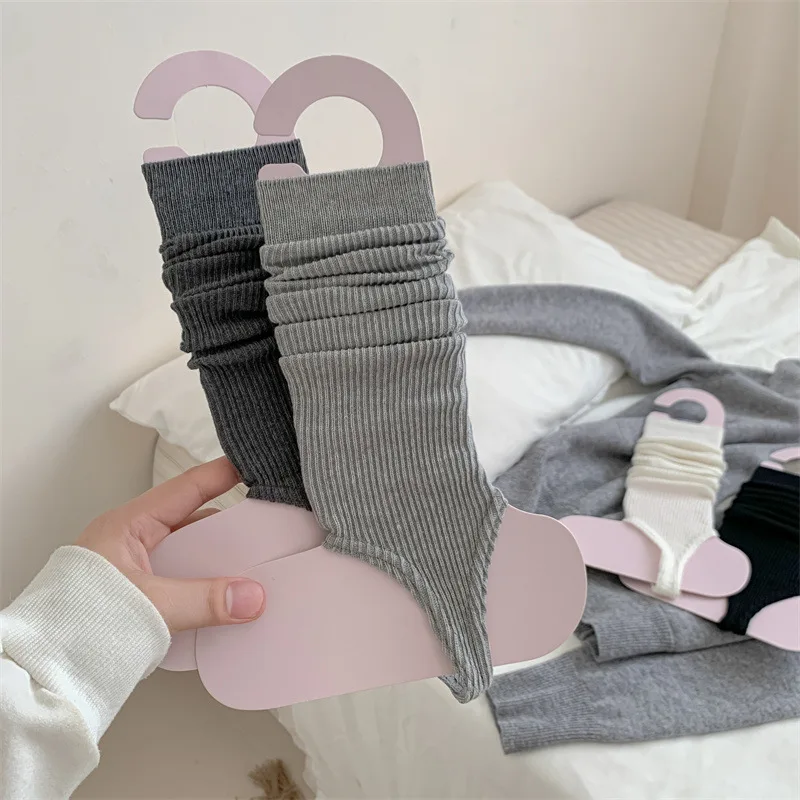 New White Footless JK Ballet Leg Covers Comfortable Breathable Summer Thin Korean Style Soft Cotton Lolita Mid-calf Slouch Socks
