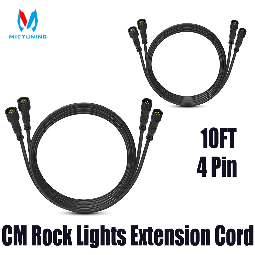 

MICTUNING 4-контактный удлинитель RGB Rock Light — только для 4 и 8 капсул RGB LED Rock, удлинитель подсветки, 2 шт., 10 футов