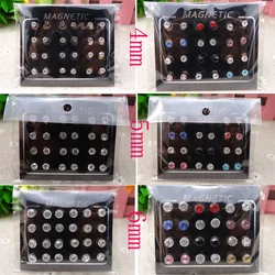 12 Pairs/set 4/5/6mm Circle Solid Crystal Rhinestone Magnet Stud Earring Magnetic Earrings Unisex Lovers Stud Earrings For Women
