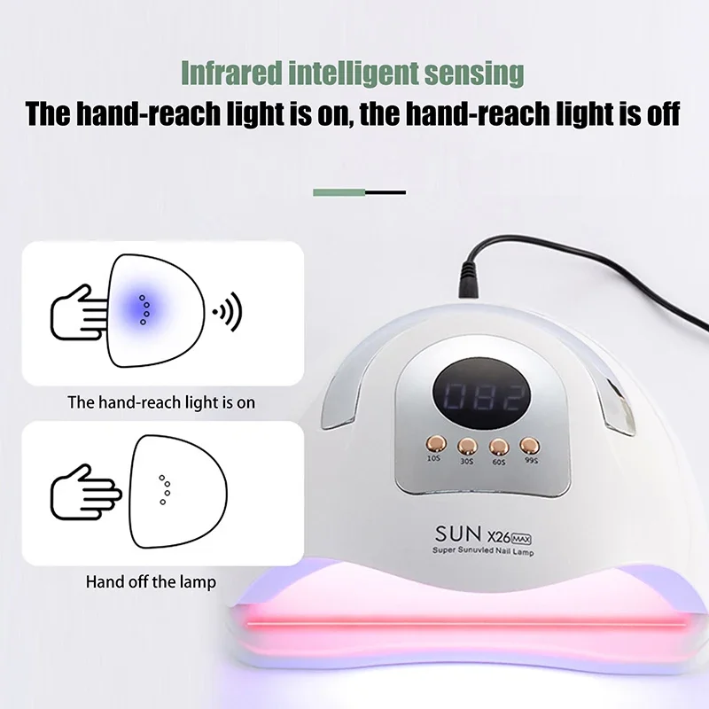 1개 화이트 380W UV LED 네일 램프, 81개 비즈가 있는 전문 네일 드라이어 젤 폴리쉬 라이트, 4가지 타이머 설정이 있는 UV 네일 라이트