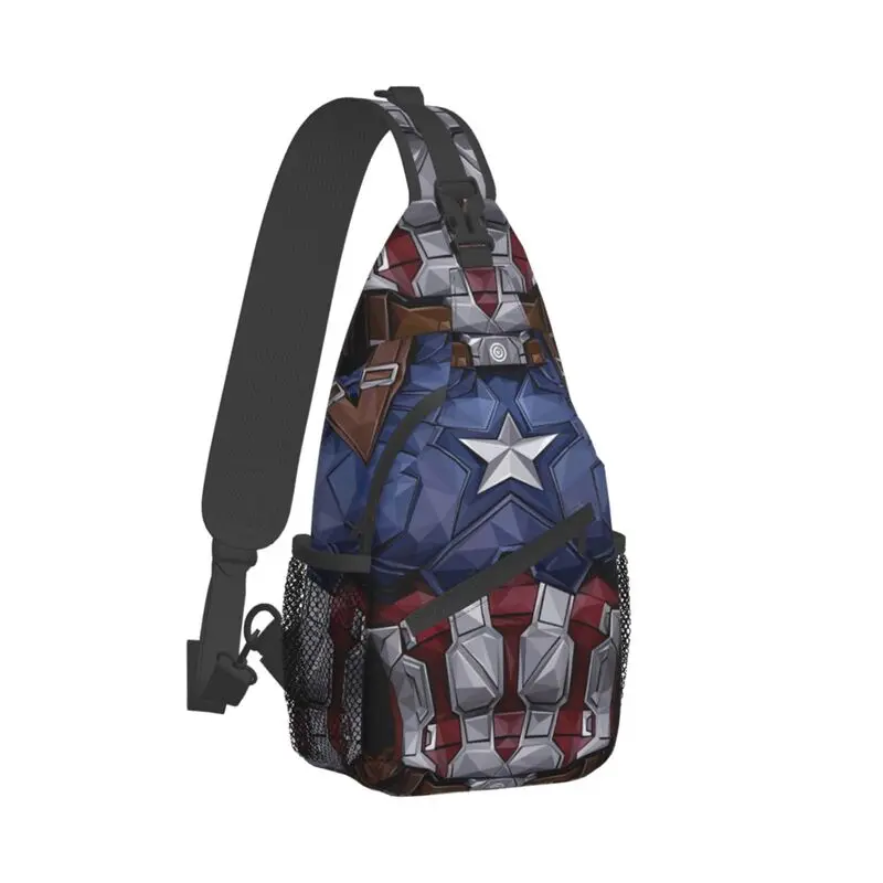 Captain America Sling Crossbody Backpack Men Custom Shoulder Chest Bag for Cycling Camping Daypack