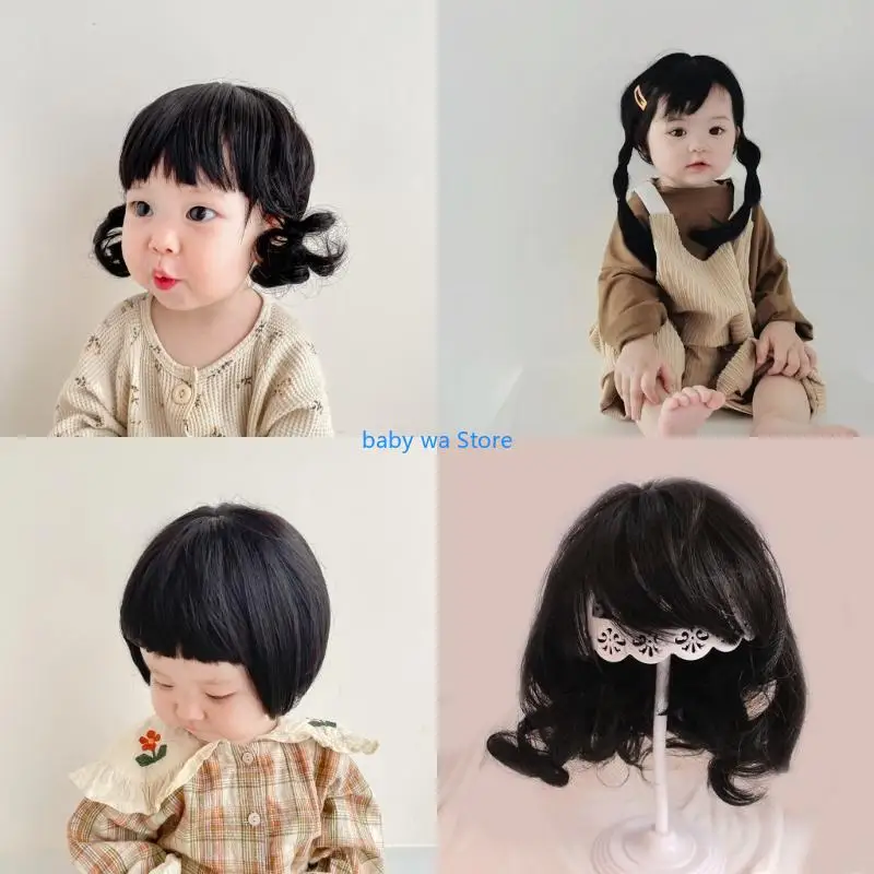 محاكاة قبعة الشعر لينة ومريحة الفتيات قبعة الشعر القصير الطفل صورة 4XBD #5