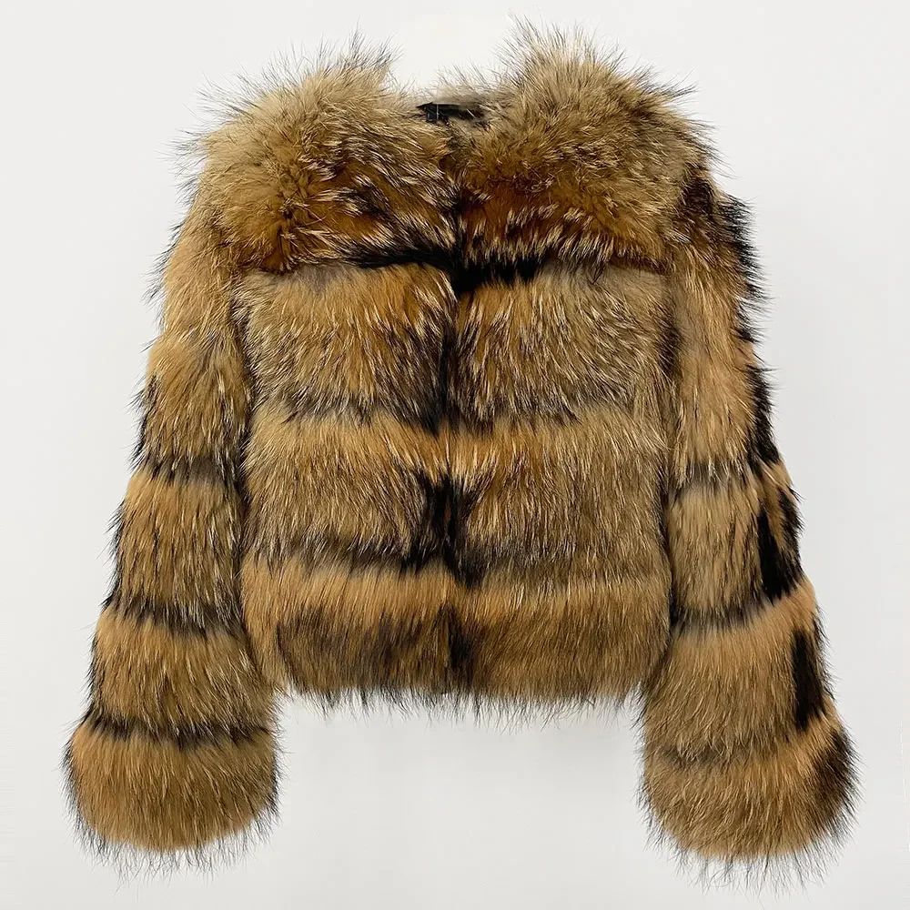 OFTBUY Großhandel Hochwertige Winterjacke für Damen, Natürlicher Waschbärpelz-Mantel, Flauschiger Echter Fuchspelz, Dicke Warme Oberbekleidung, Streetwear – Detail 5