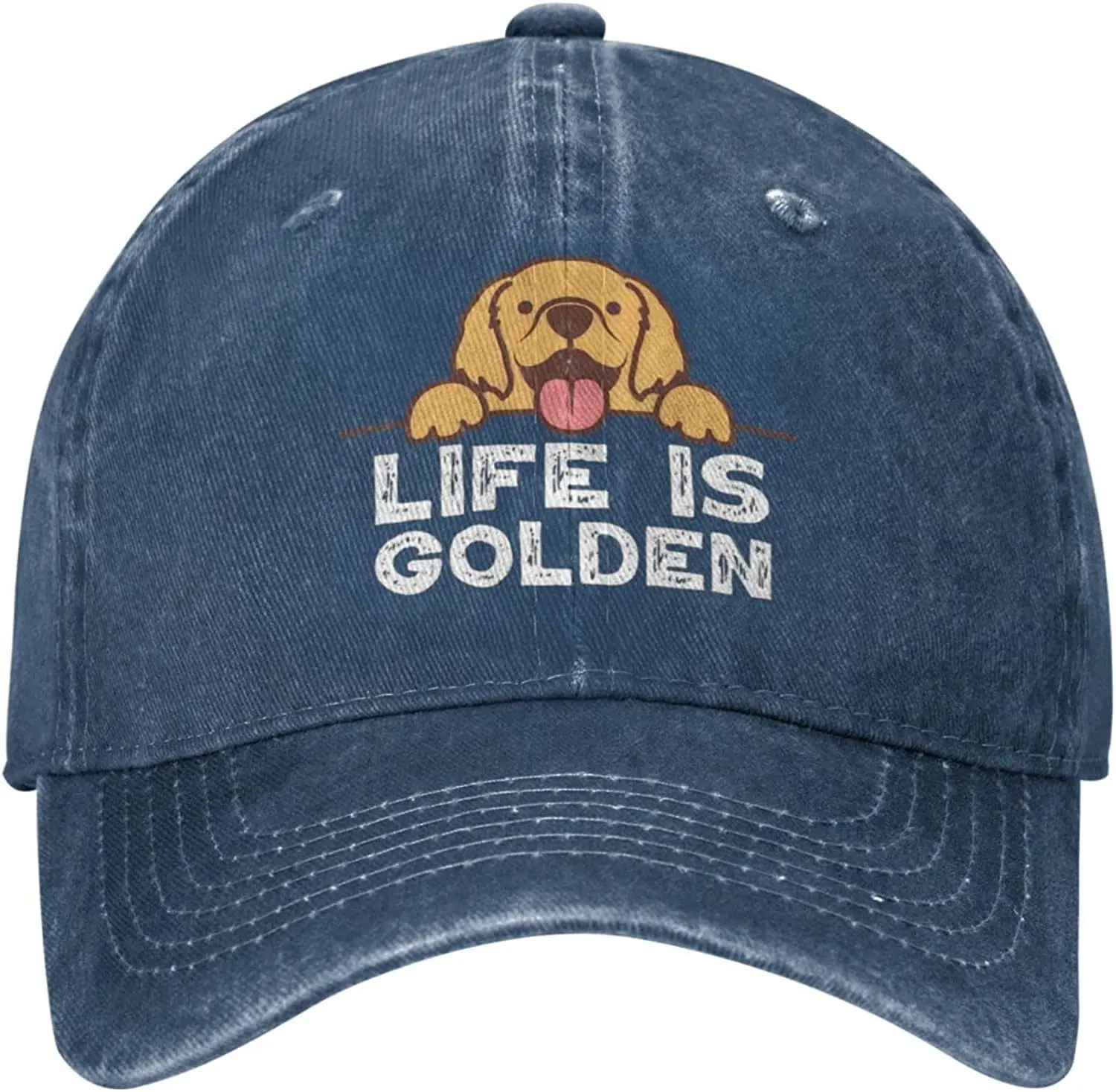 Funny Golden Retriever Hats Life is Golden Retriever Baseball Cap for Men Trendy Womens Hats Navy