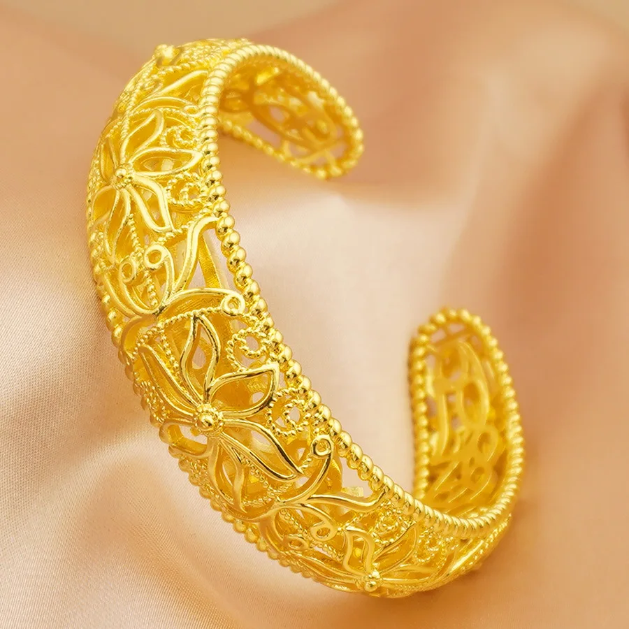9999 gold Dubai hollowed-out bracelet jewelry, Arabian, Middle East, Africa, Ethiopia, moon embroidery bracelet,bridal accessory