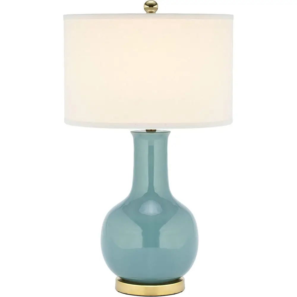 SAAVIEH Lighting Collection Paris ern Light Blue Ceic 28-inch Bedroom Living Room Home Oice Desk Nightstand Table Lamp (LED Bulb
