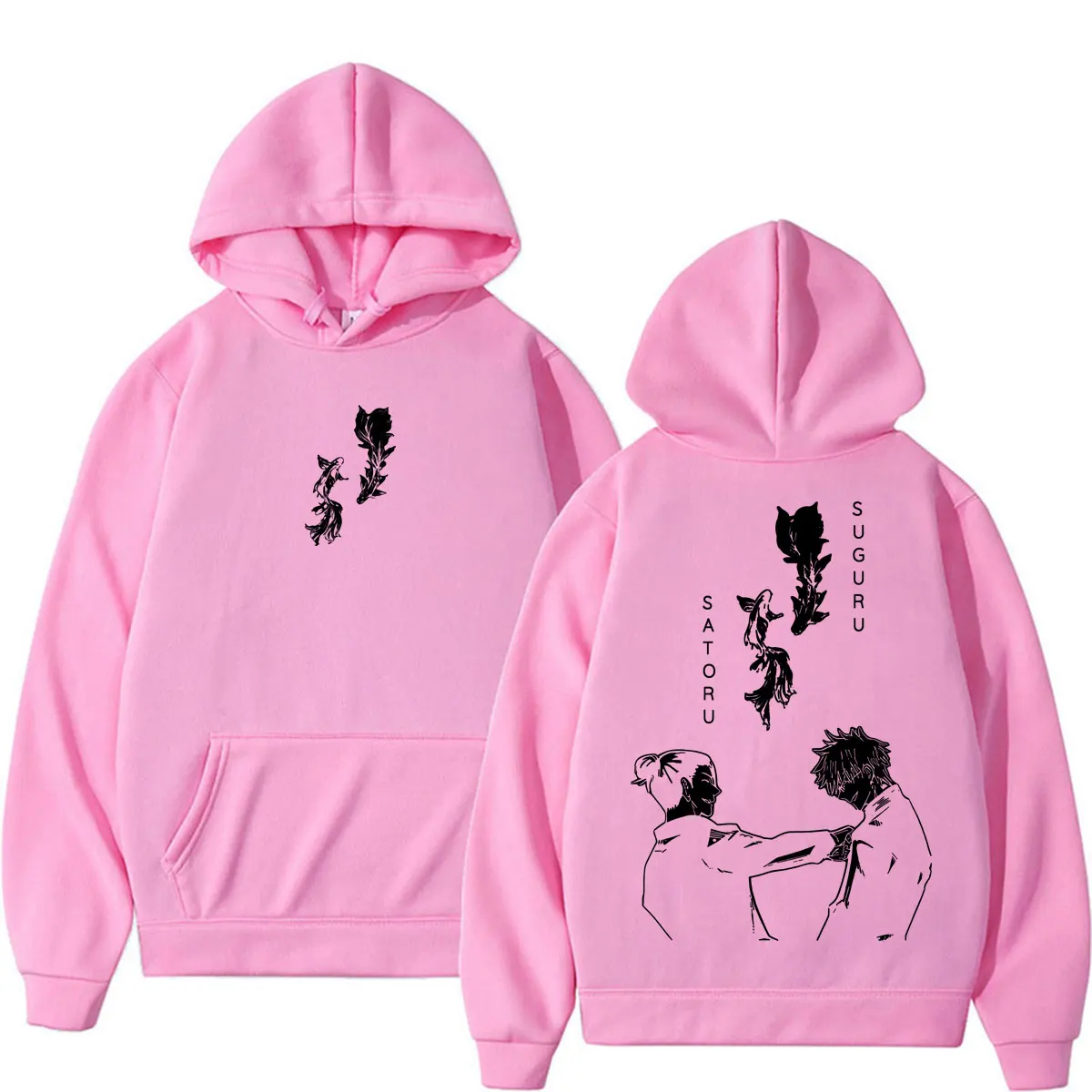Anime Jujutsu Kaisen Gojo Satoru Geto Suguru Hoodie für Männer und Frauen Retro Beliebter Klassischer Trainingsanzug Fleece Oversized Kapuzenpullover – Detail 9