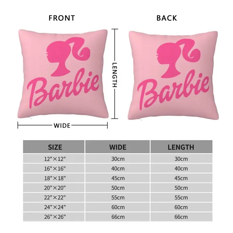 Custom Barbie Logo Cushion Cover 45x45cm Cute Velvet Luxury Pillow