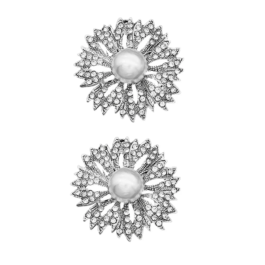 

1Pair Elegant Rhinestone Pearl Shoe Buckles Shoes DIY Decorative Clip Charm Accessories Party Performance