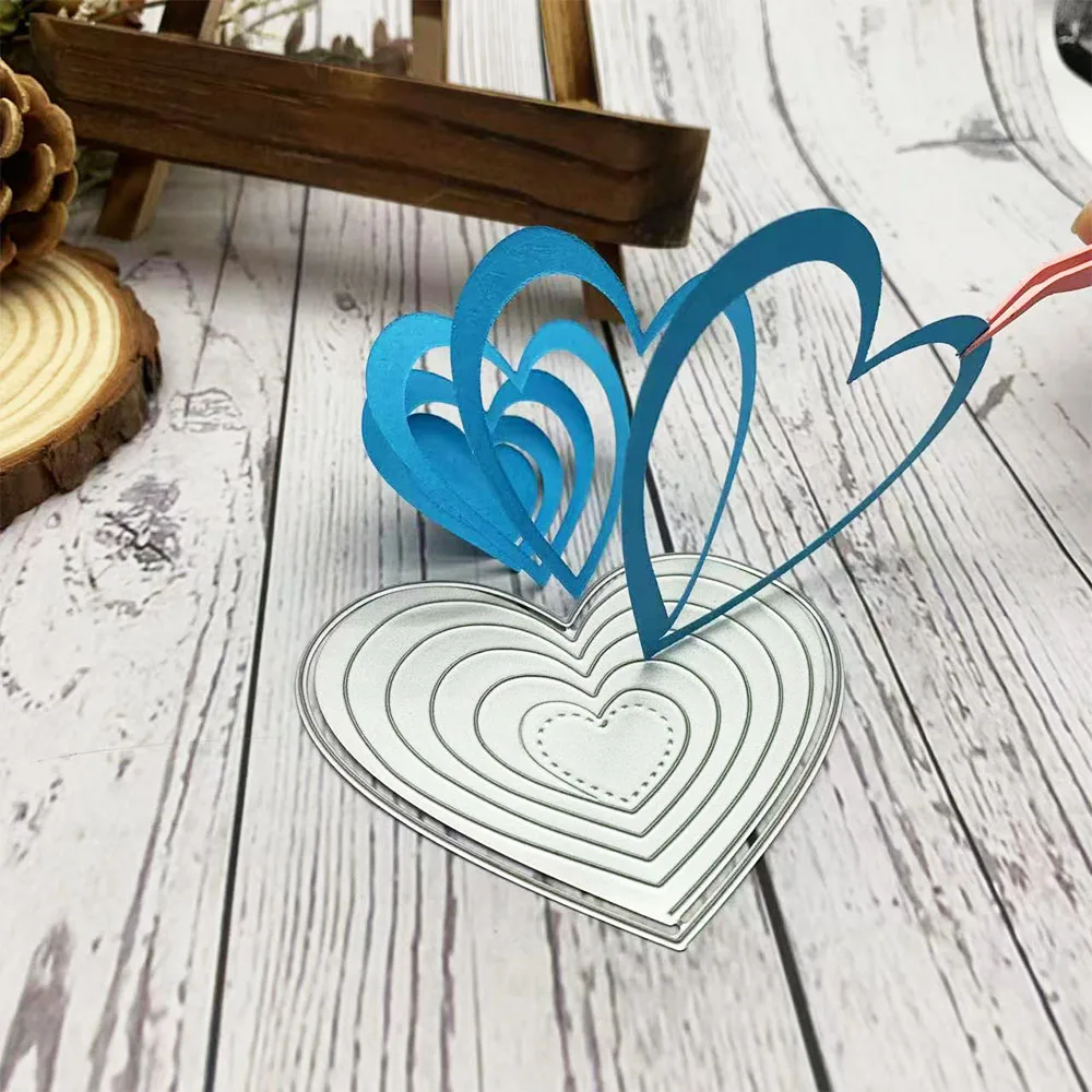 Multi Layer Nested Dot Heart Metal Cutting Dies DIY Valentines Wedding Scrapbooking Card Layer Background Embossing Craft Die Cu
