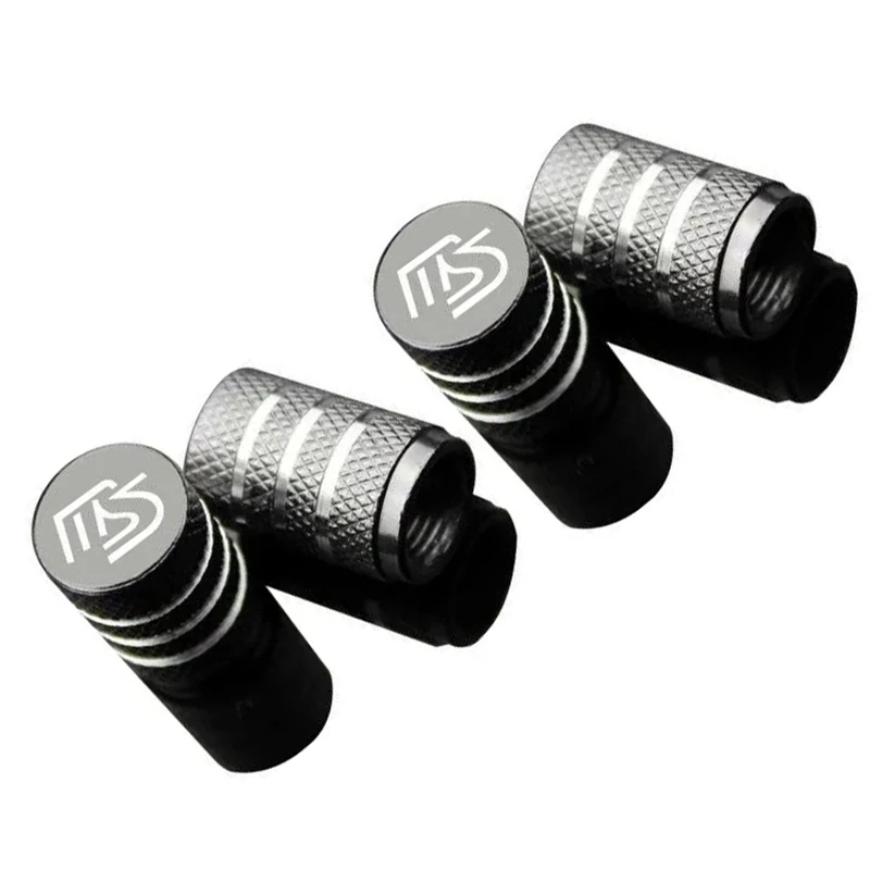 

One Set (4pcs) Metal Gray MS 3 MX-5 CX-5 Miata Gadget Accessories Car Air Valve Stem Cover Wheel Tire Cap