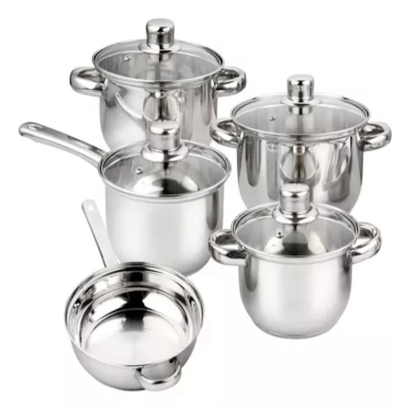 

Cookware 5 Pieces Lid Glass Stainless Silver Color Cooking Cookware and Fryers