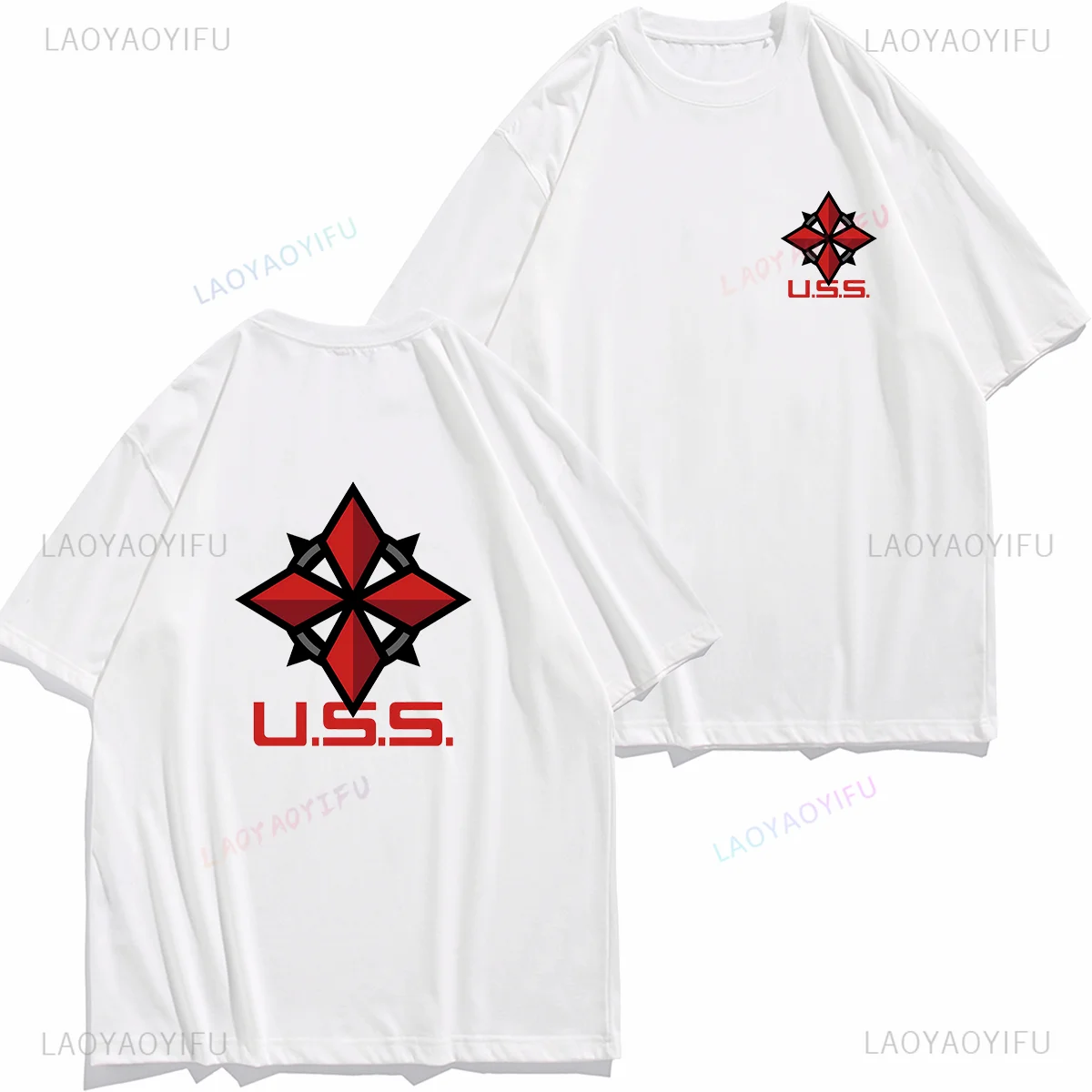 Men T Shirt U.S.S Security Forces Printed T-shirt Tops Otaku Casual Fashion Men Clothing Graphic T Shirts Unique Cotton Tops