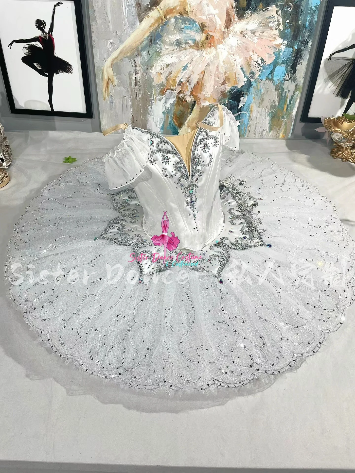 2024 New Silver Fairy tutu private custom adult children performance competition dress women's performance dress