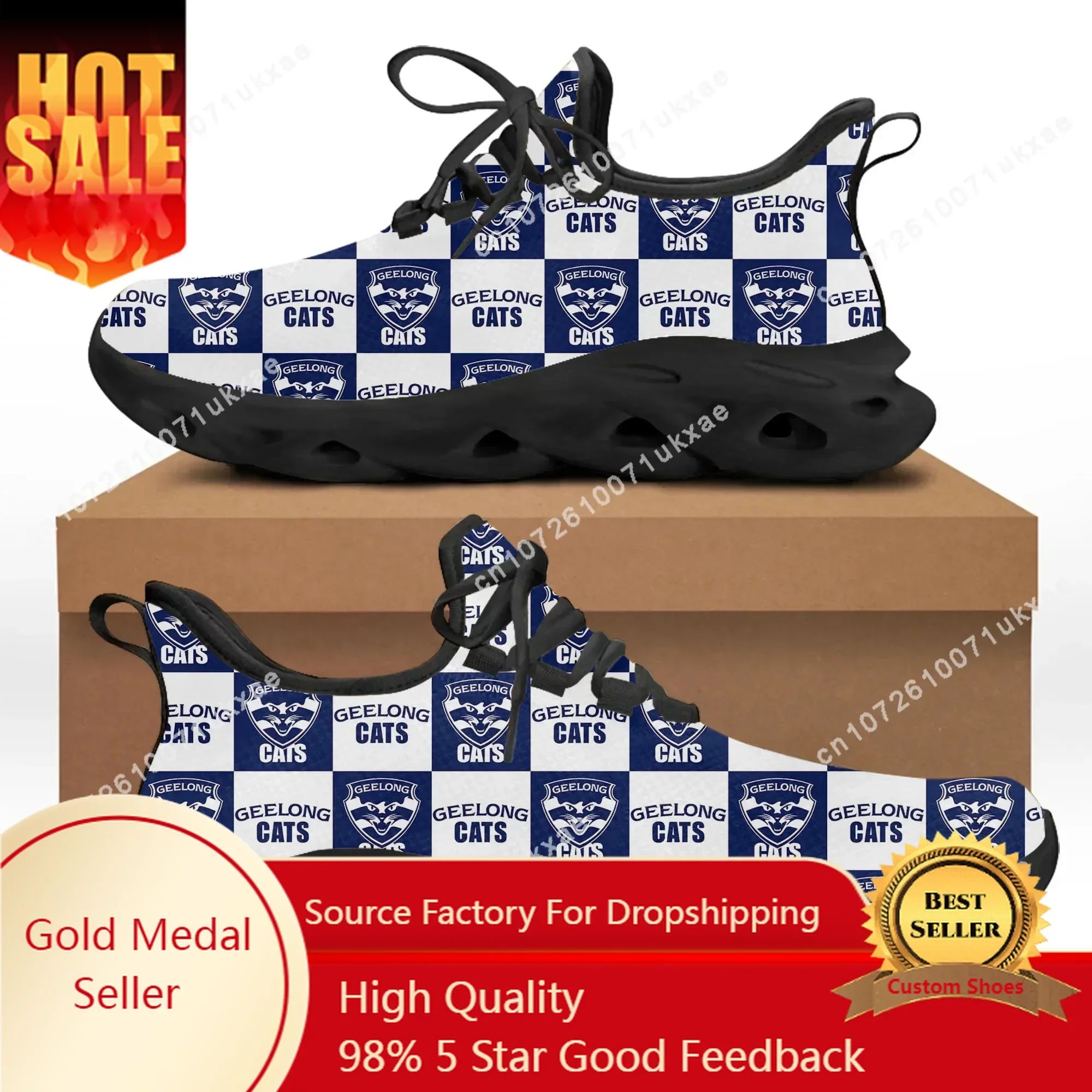 

Geelong Cats Australian Football Flats Sneakers Mens Womens Sports Running Shoes High Quality DIY Sneaker customization Shoe