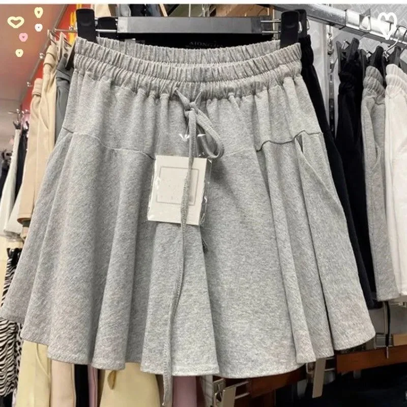 

Юбка-шорты А-силуэта больших размеров для женщин, летняя повседневная плиссированная юбка с высокой талией, модная короткая юбка-шорты в корейском стиле