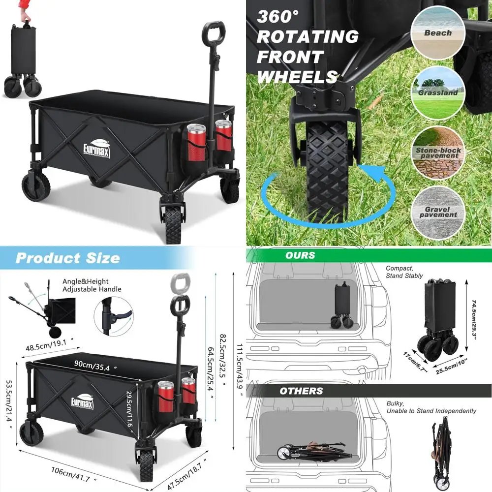 

All-Terrain Heavy Duty Folding Wagon Cart for Outdoor Camping, Patio, Shopping, Gardening, and Sporting Activities