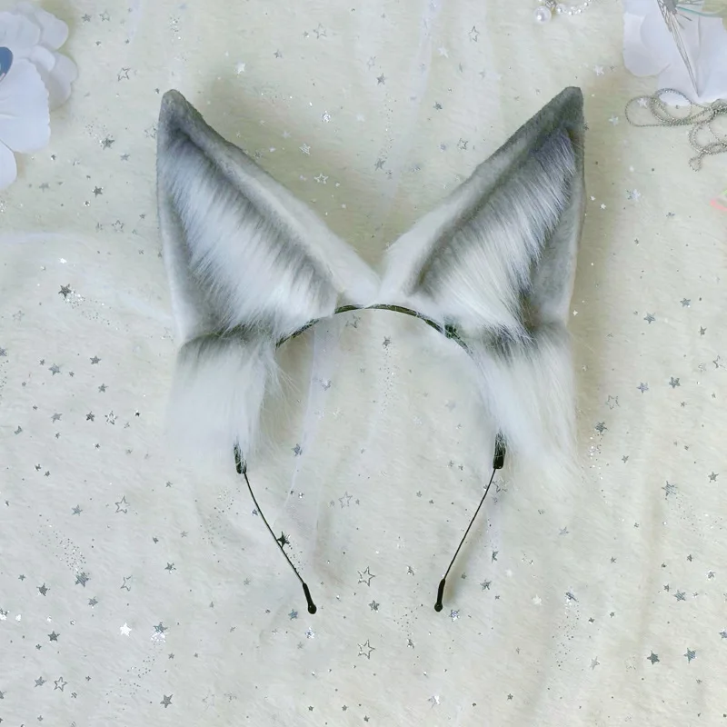 

GreyFox EarsHeadwearPlushFoxEarsAnime Role Playing Props Halloween Costume Accessories Stage Performance Live Streaming