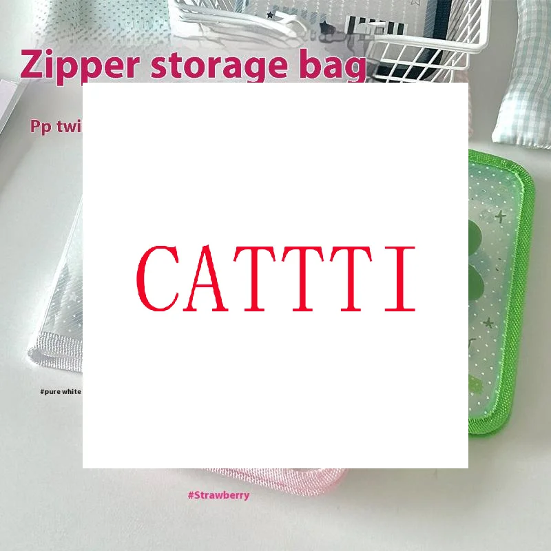 

Cute Clover Strawberry Wings Stationery Storage Folder A6 Twill Zipper Pouch Document Bag Zip File Folder School Office Supplies