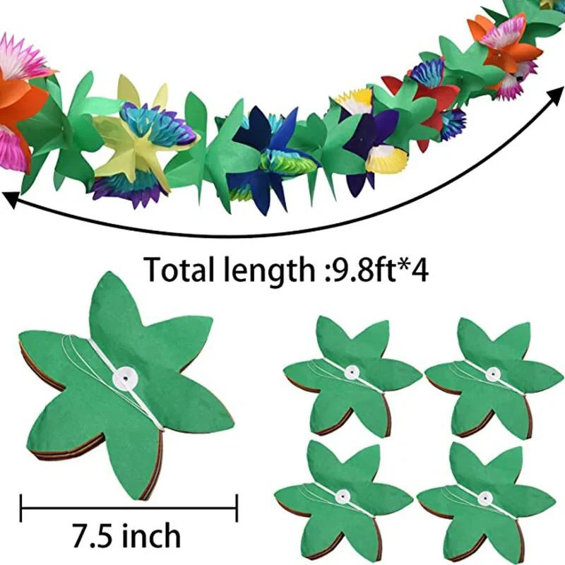 3M bunte Kränze und Bänder zum Dekorieren von Hawaii-Sommer-Tropenpartys, Heimdekoration, tropische Inseln, Strandurlaubszubehör – Detail 2