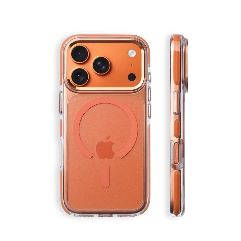 Magnetische Transparente Stoßfeste Legierungs-Linsen-Schutzhülle für iPhone 18 17 Pro Max für Magsafe Kabelloses Laden Bumper Clear Cover – Detail 4