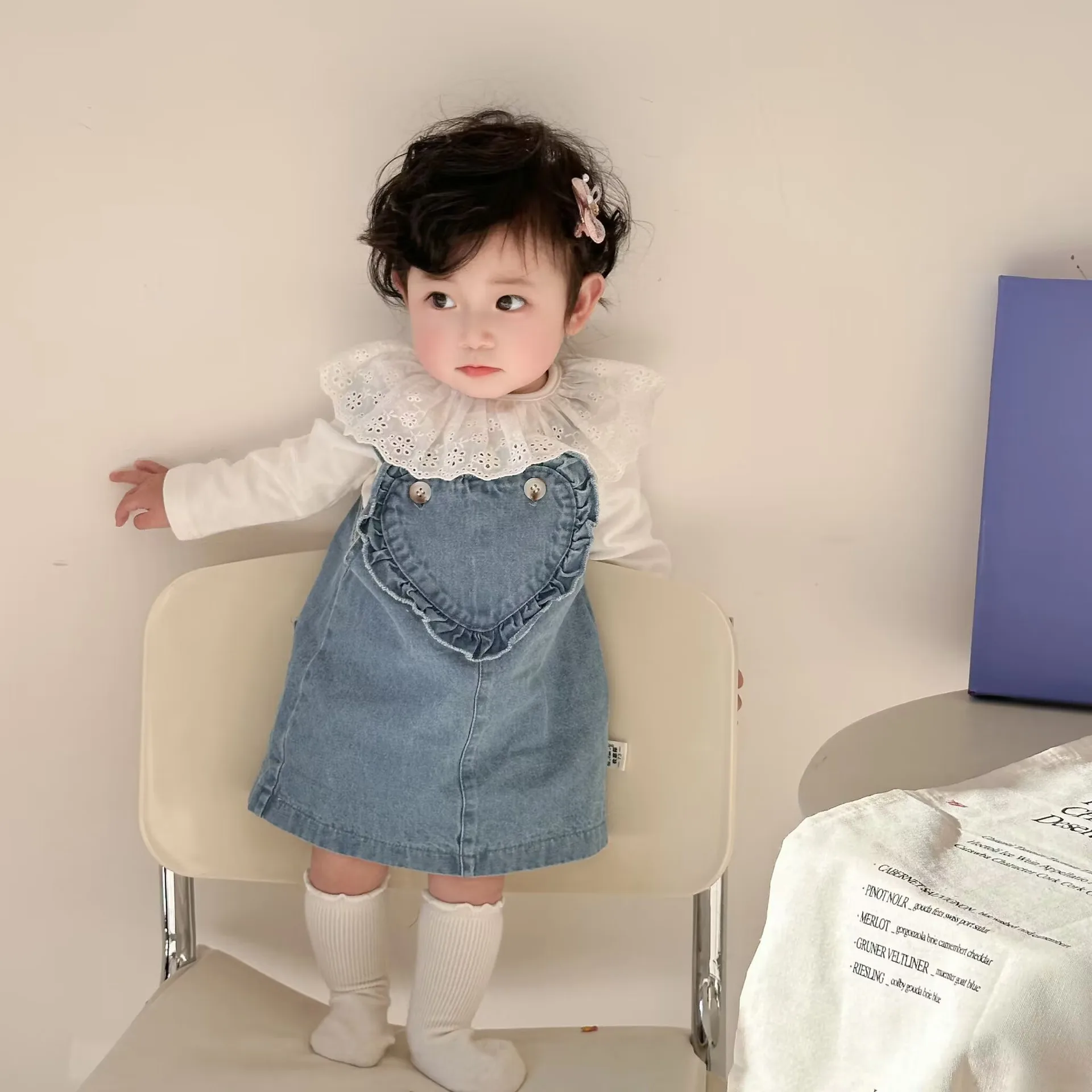 2024 Spring New Baby Girl Sleeveless Denim Strap Dress Infant Cute Sweet Princess Dress Girls Casual Vest Dress Toddler Clothes