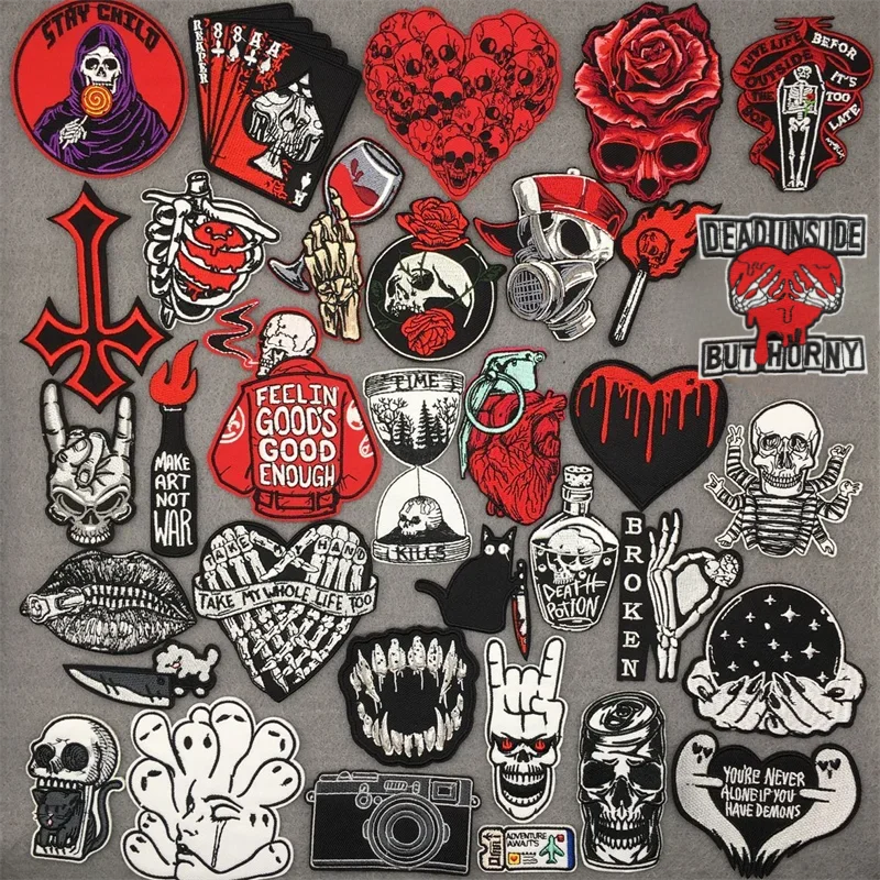 

Feeling Good Embroidery Patch for Clothing Punk Iron on Patches Appliques DIY Sewing Clothes Jacket Jeans Home Decoration