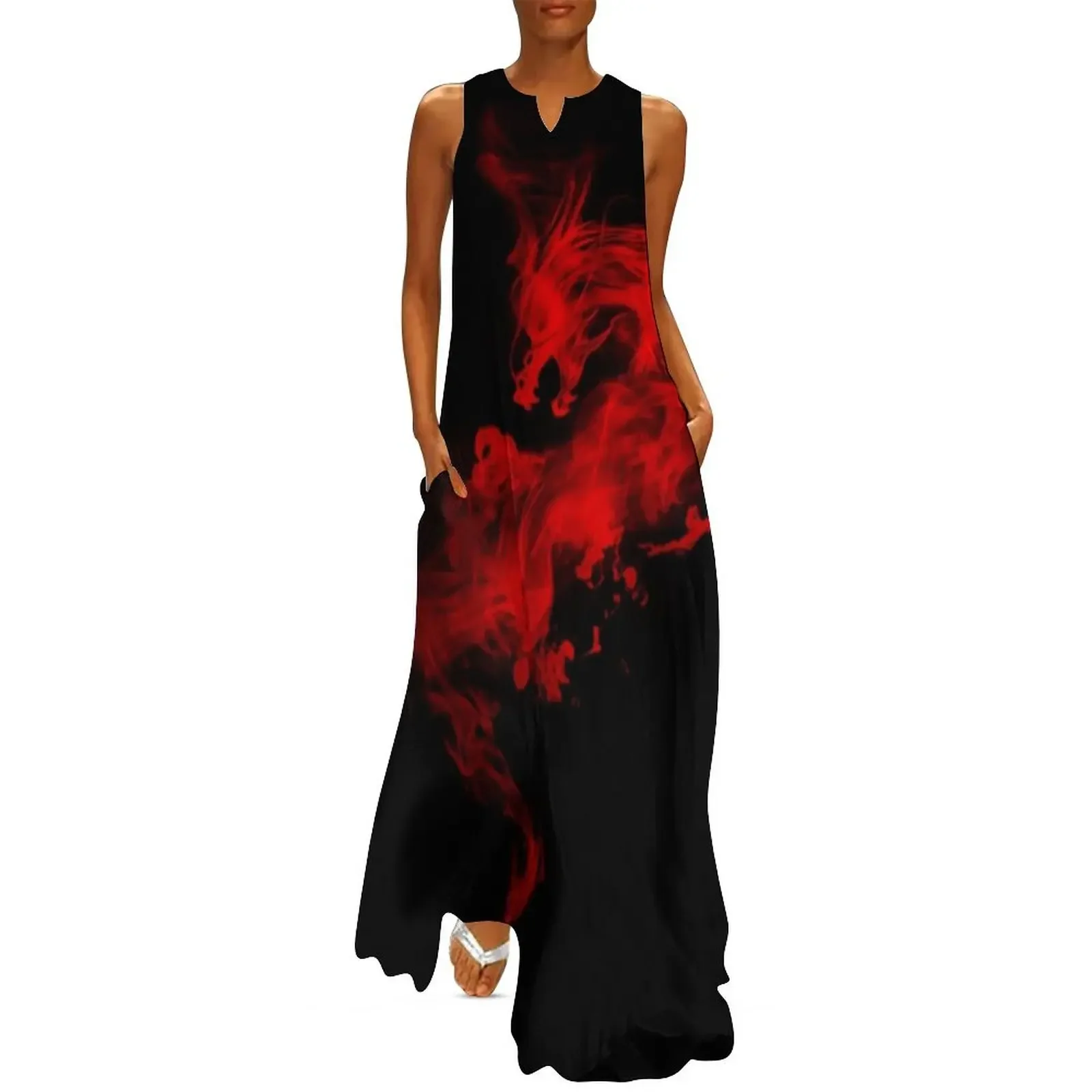 

red smoky dragon Long Dress loose summer dress dresses for woman dresses for women 2024 clothes