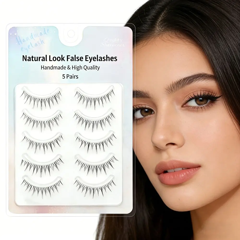 

5 Pairs/Box Black Natural False Eyelashes 12MM Curvature C DIY Lashes Extension Easy To Wear Eye Makeup Fake Eyelashes Party