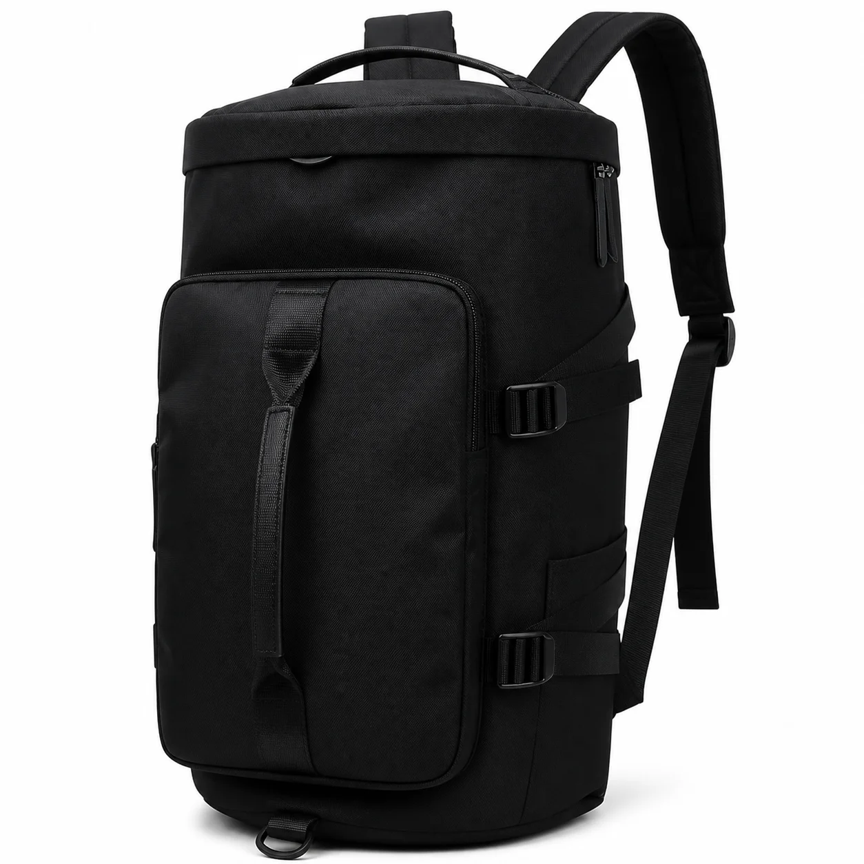 Waterproof Backpack Oxford Fabric, Black Everyday Daypack with Top Handle and Front Pocket, Wear Resistant Polyester Lined