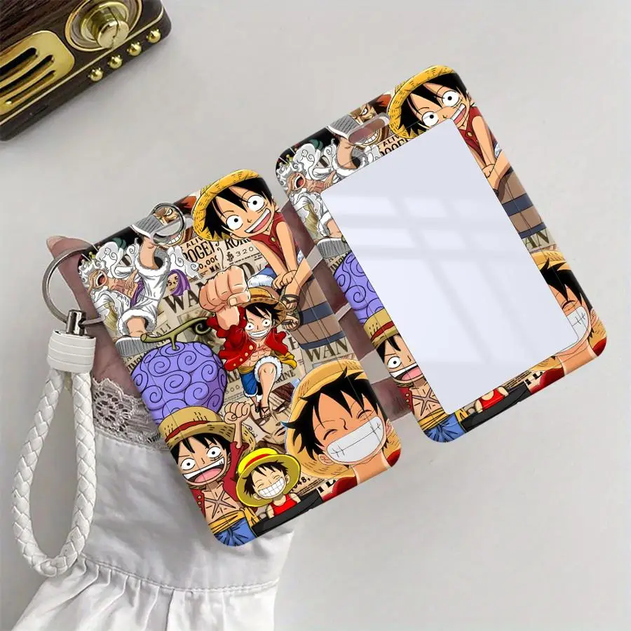 1 Stück Kartenhalter, einziehbarer Kreditkartenhalter, Kinder-Bus-Ausweishalter mit Umhängeband, Bank-ID-Hülle, One Piece Luffy – Detail 1