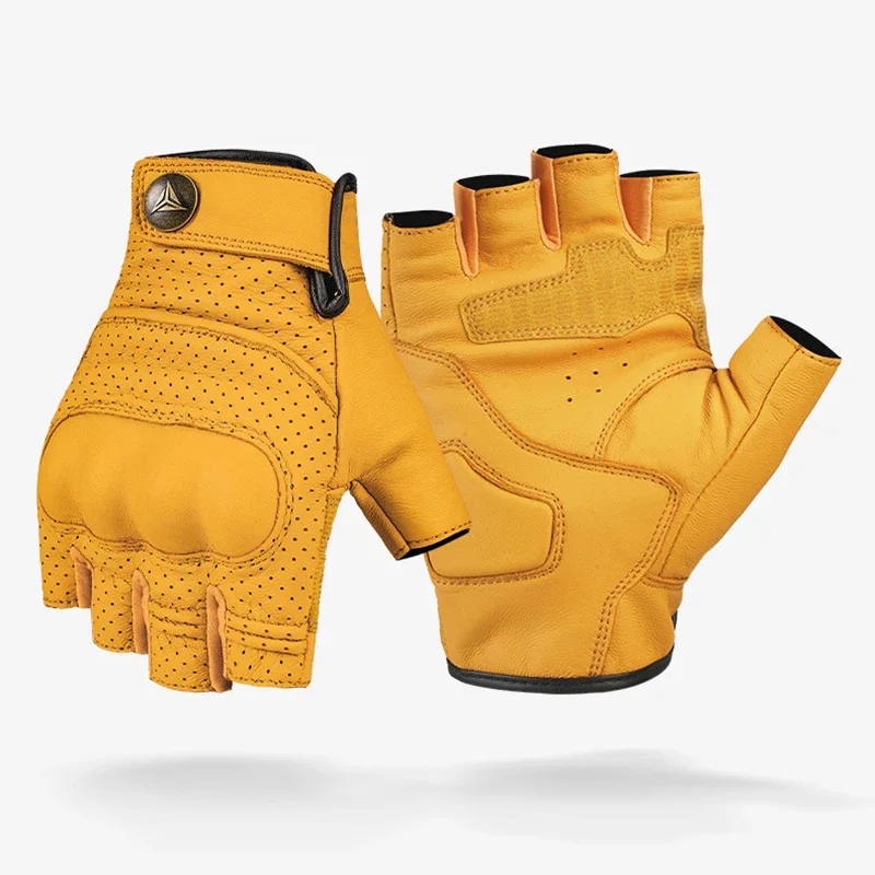 AliExpress Sltcrpasion Leather Gloves Men's Summer Motorcycle Gloves Man Fingerless Cycling Racing Motorbike Guantes De Moto Guantes Moto Verano Hombre